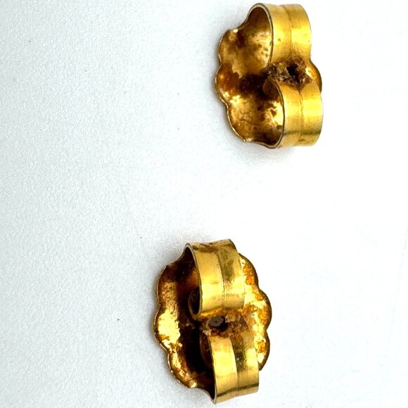 Monet Red Enamel Swirl Design Stud Pierced Earrings Gold-Tone Metal Vtg 1980s - Picture 5 of 6